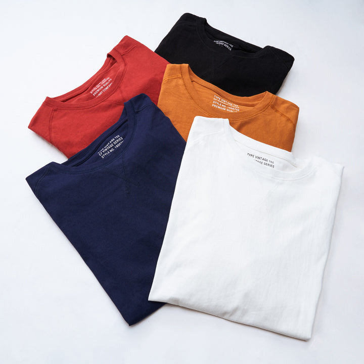 多色展開 ラグランスリーブ綿麻Tシャツ