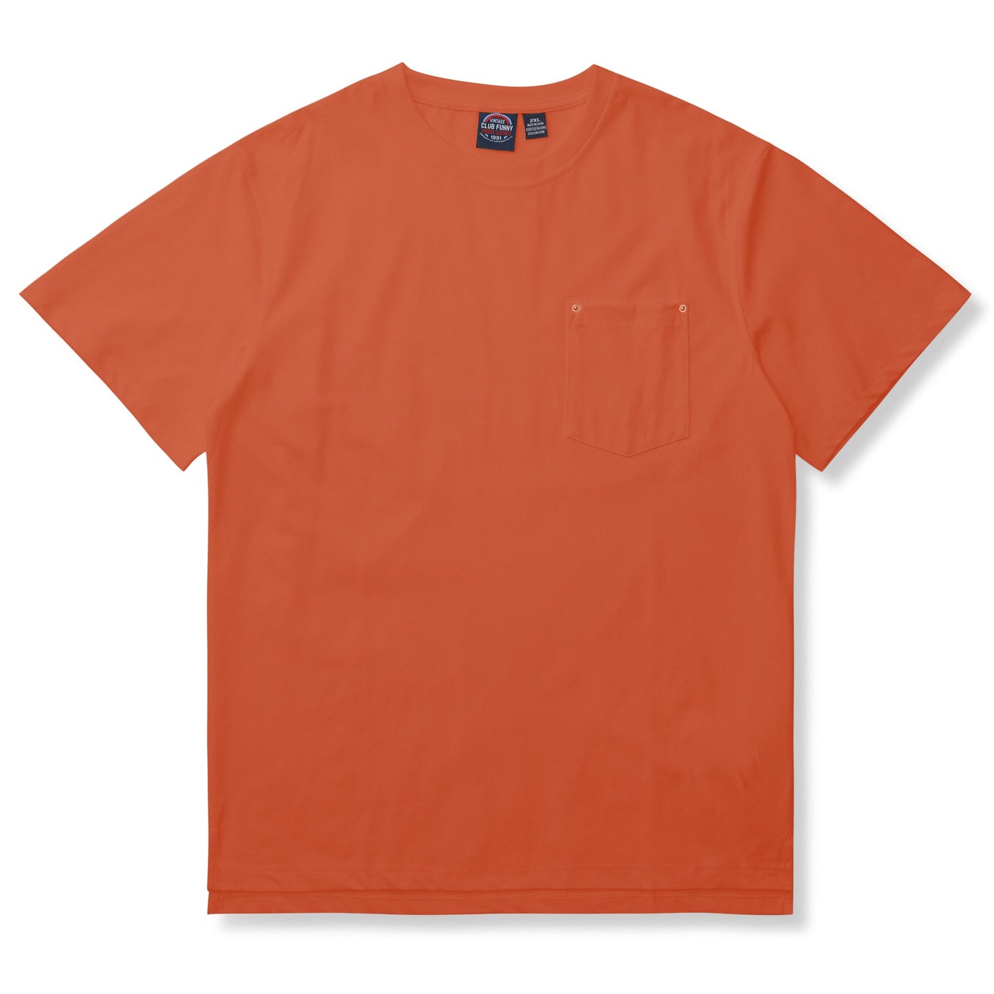 Solid color short sleeve T-shirt with rivet pocket
