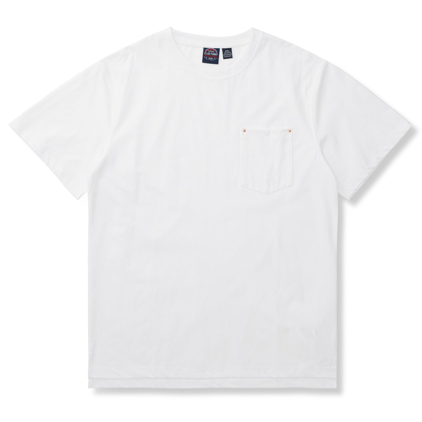 Solid color short sleeve T-shirt with rivet pocket