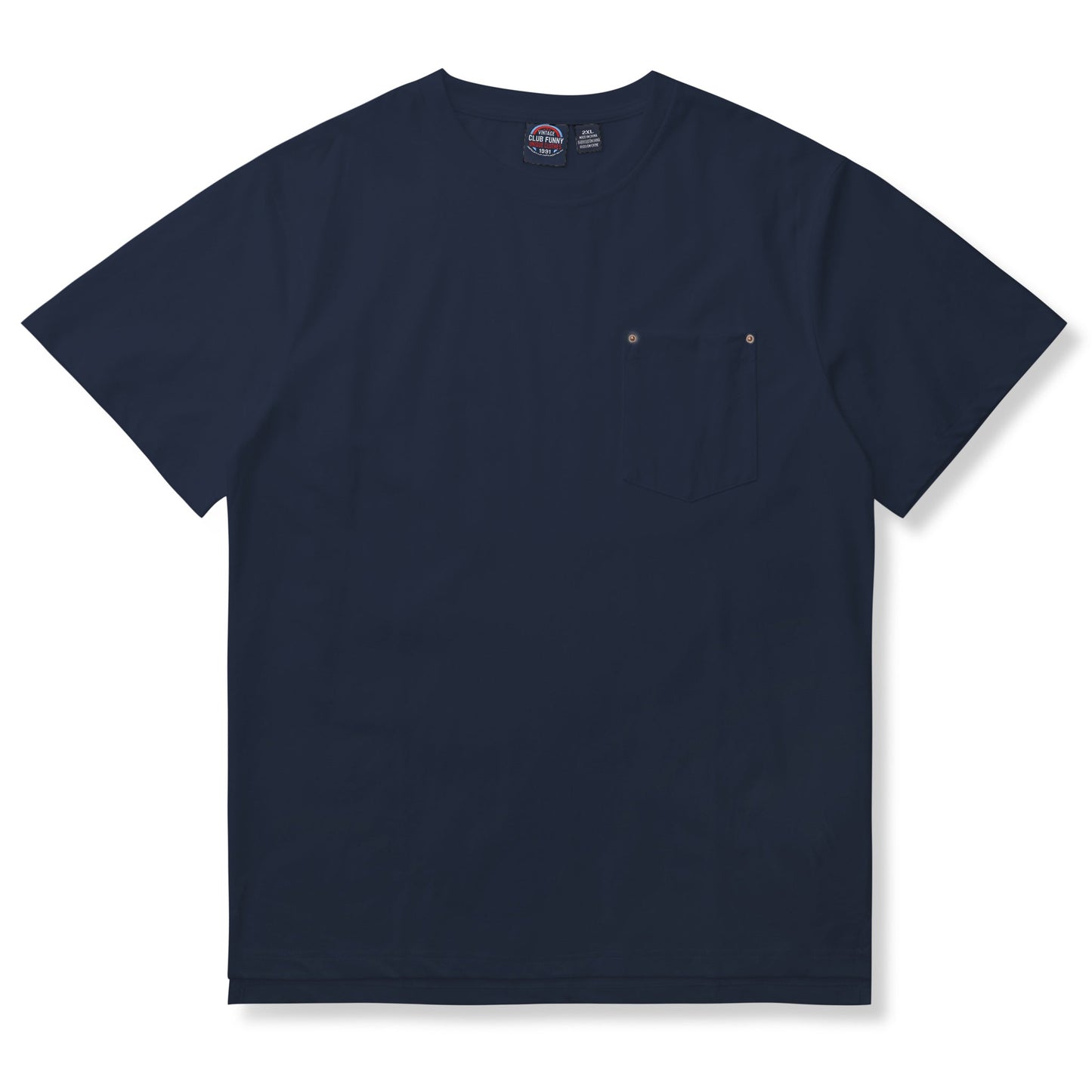 Solid color short sleeve T-shirt with rivet pocket