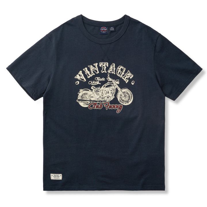Classic American casual vintage biker print T-shirt