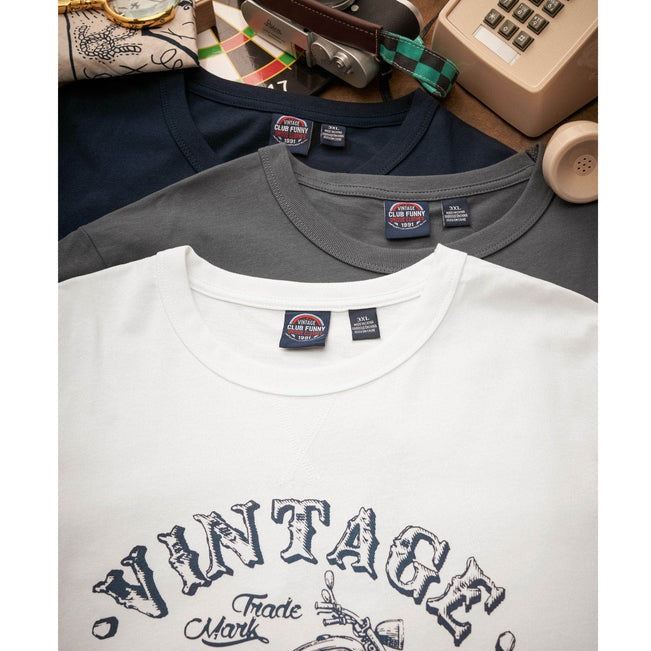 Classic American casual vintage biker print T-shirt