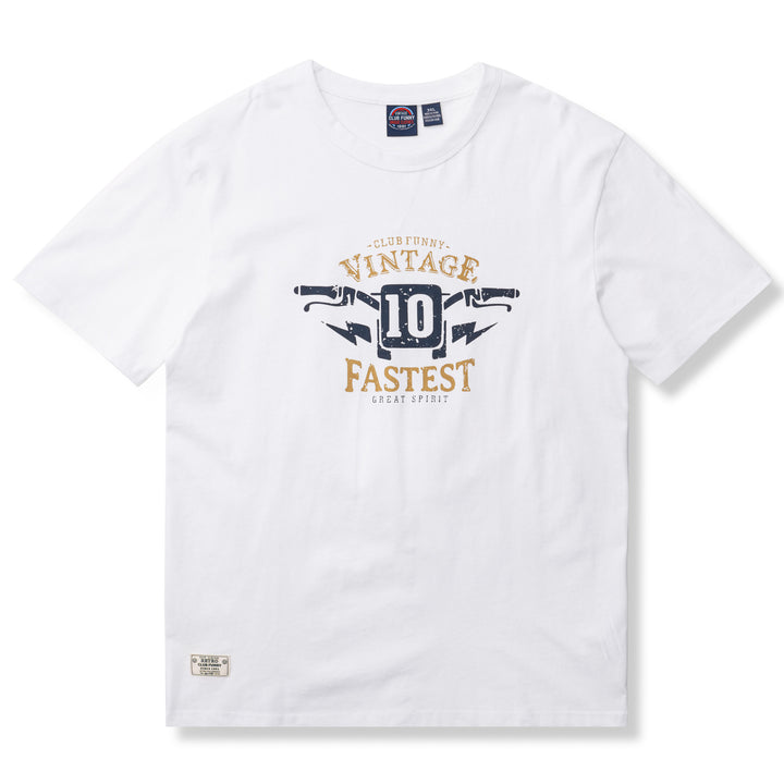 Vintage Motorcycle Discharge Print Short Sleeve T-Shirt