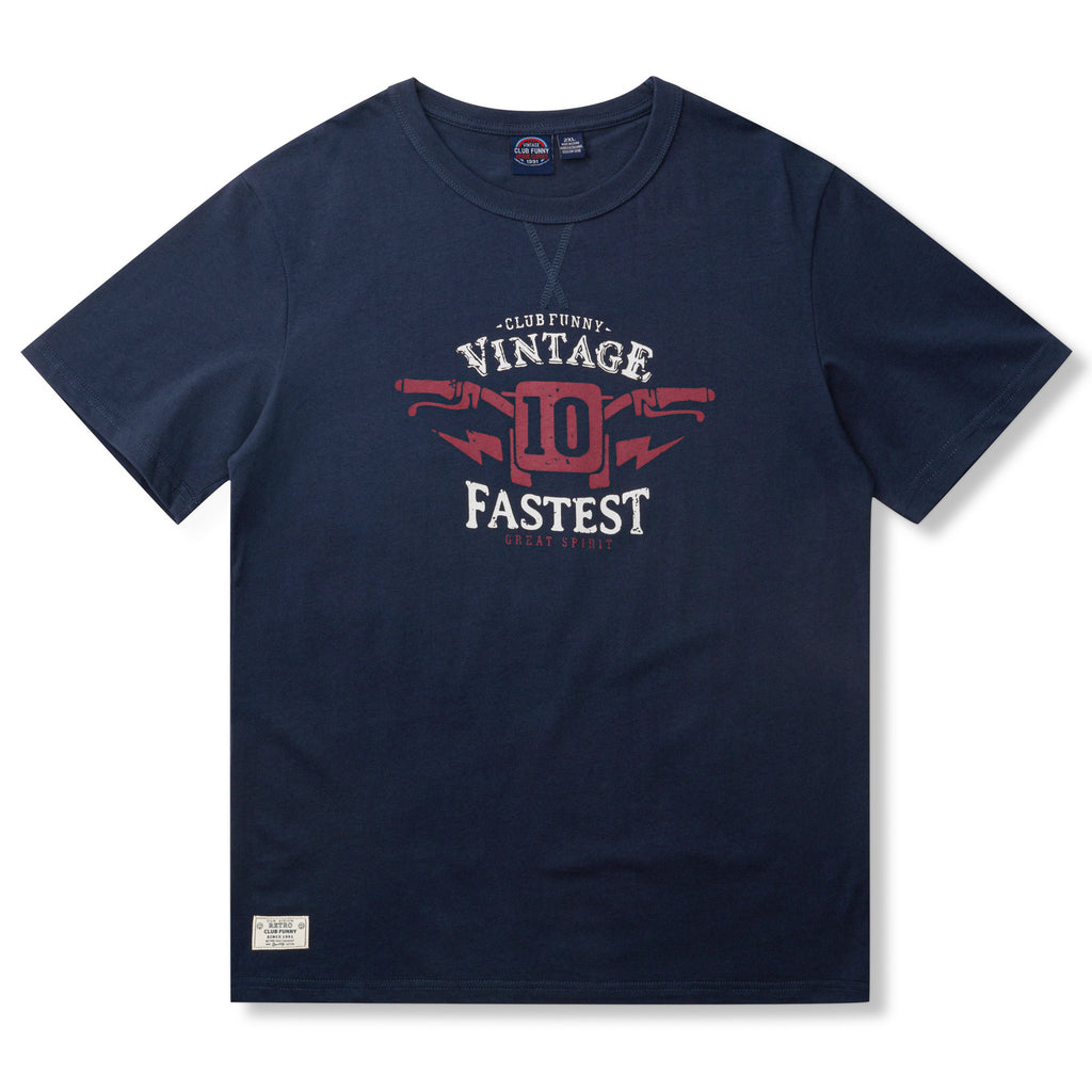 Vintage Motorcycle Discharge Print Short Sleeve T-Shirt