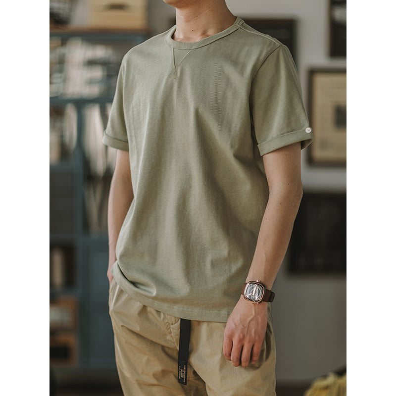 ヘビーウェイト 無地クルーネック海軍Tシャツ