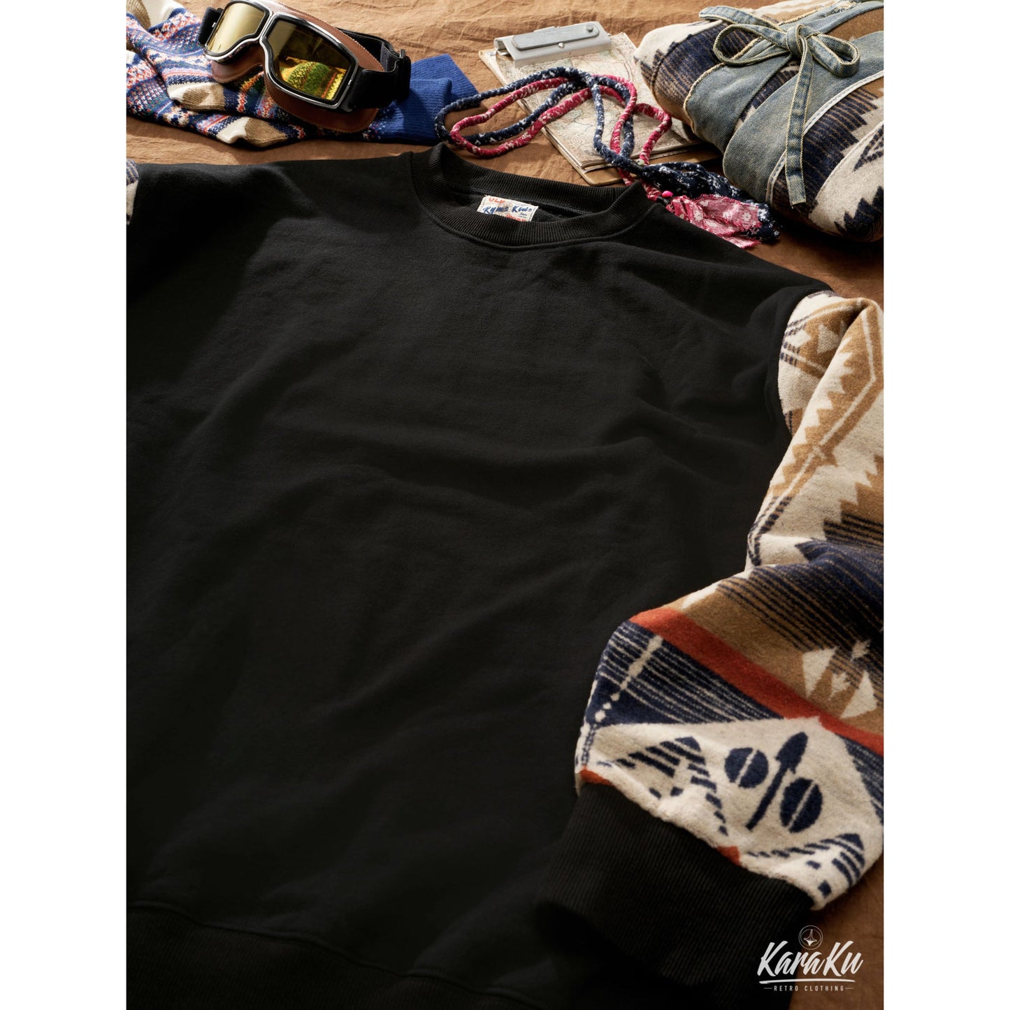 NAVAJO sleeve patchwork back pile sweat