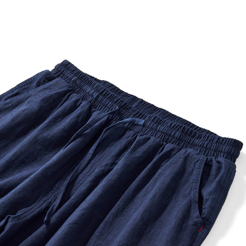 Indigo Aizome Cotton Linen Easy Pants
