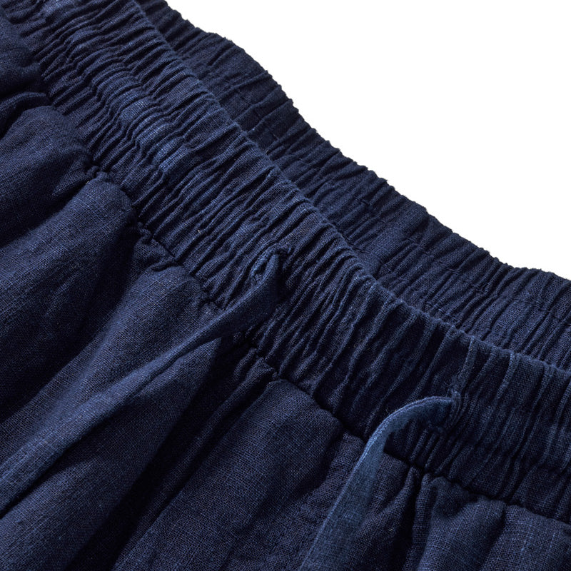 Indigo Aizome Cotton Linen Easy Pants