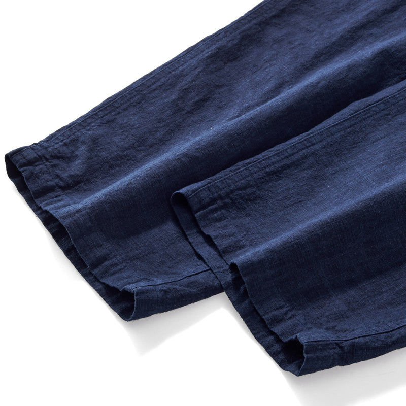 Indigo Aizome Cotton Linen Easy Pants