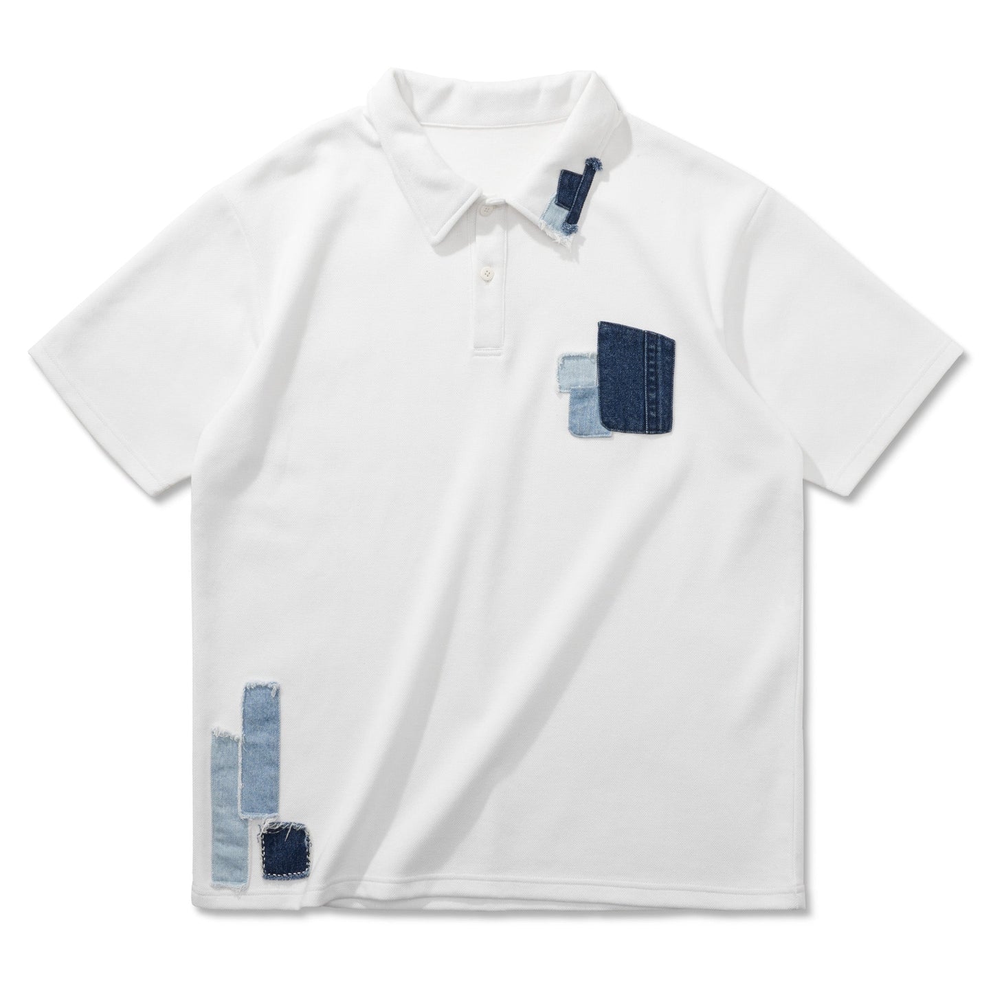 denim patch polo shirt