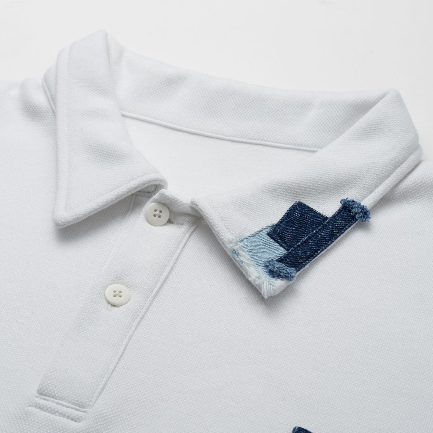 denim patch polo shirt