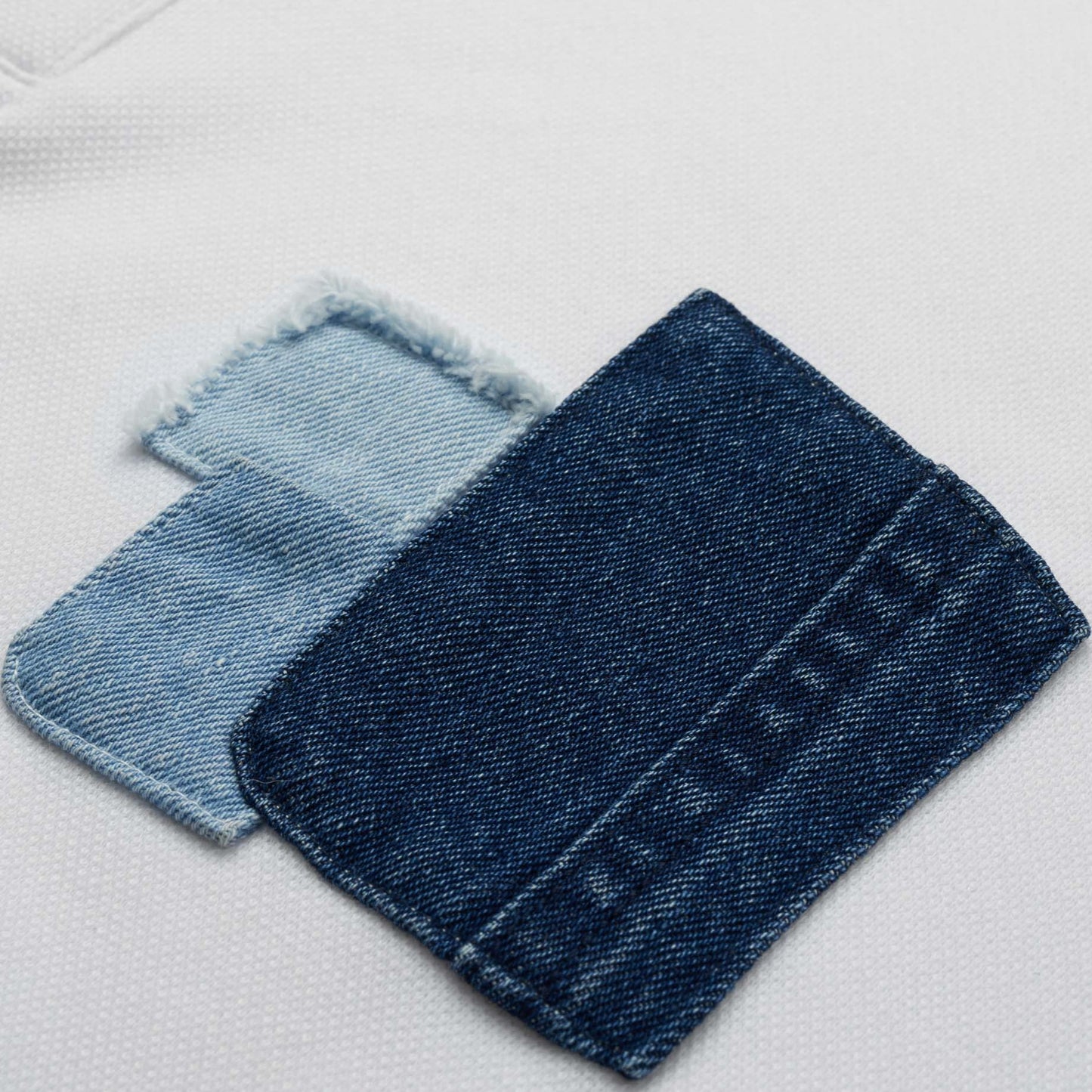 denim patch polo shirt
