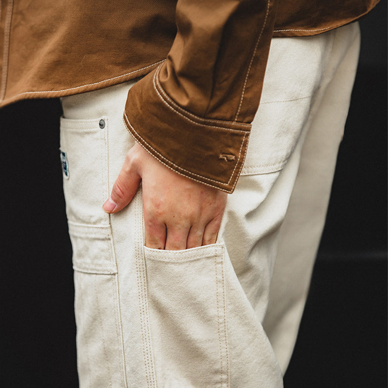 Multi-pocket straight painter pants