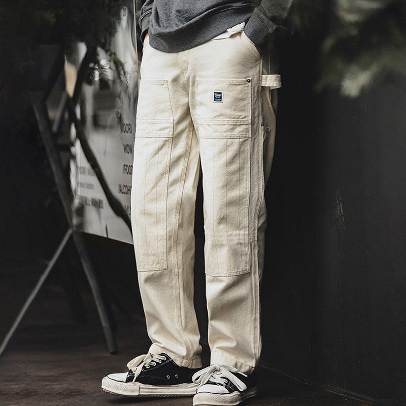 Multi-pocket straight painter pants