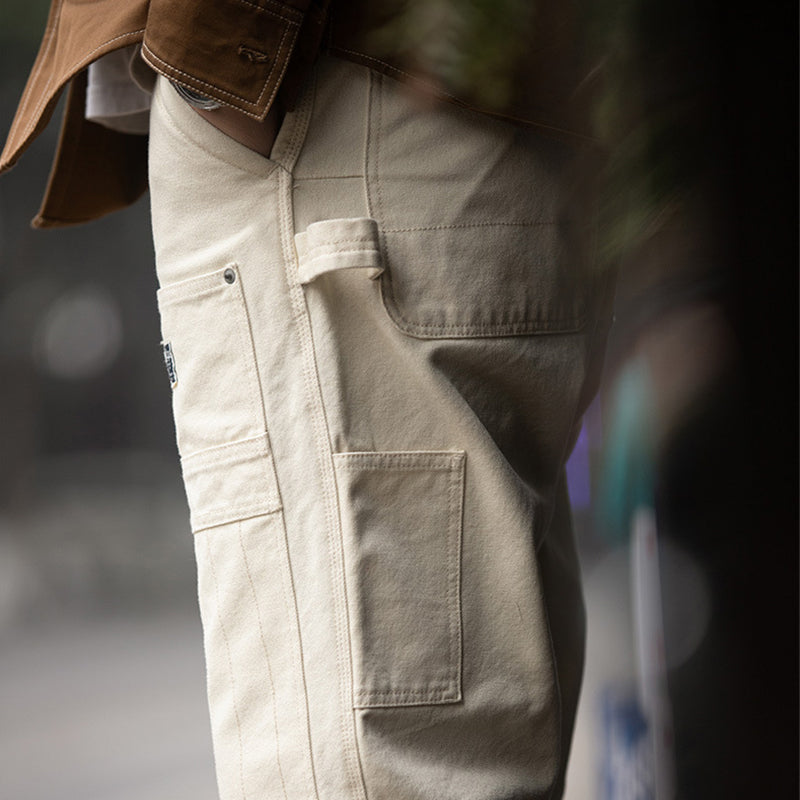 Multi-pocket straight painter pants