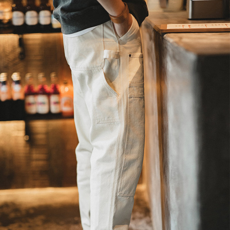 Multi-pocket straight painter pants