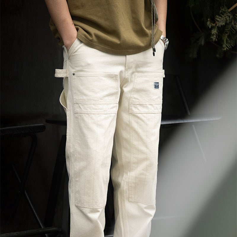 Multi-pocket straight painter pants