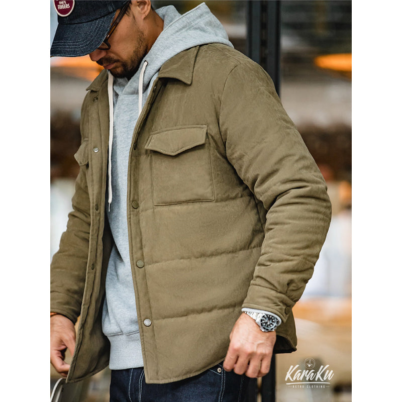 padded peach skin short coat