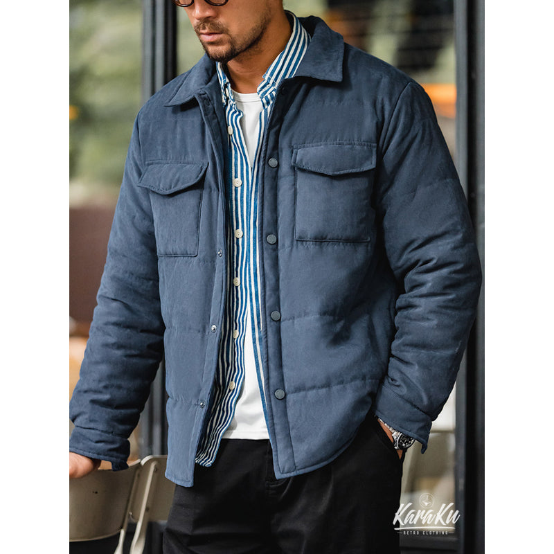 padded peach skin short coat