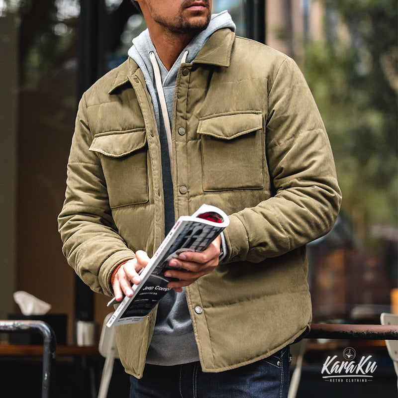 padded peach skin short coat