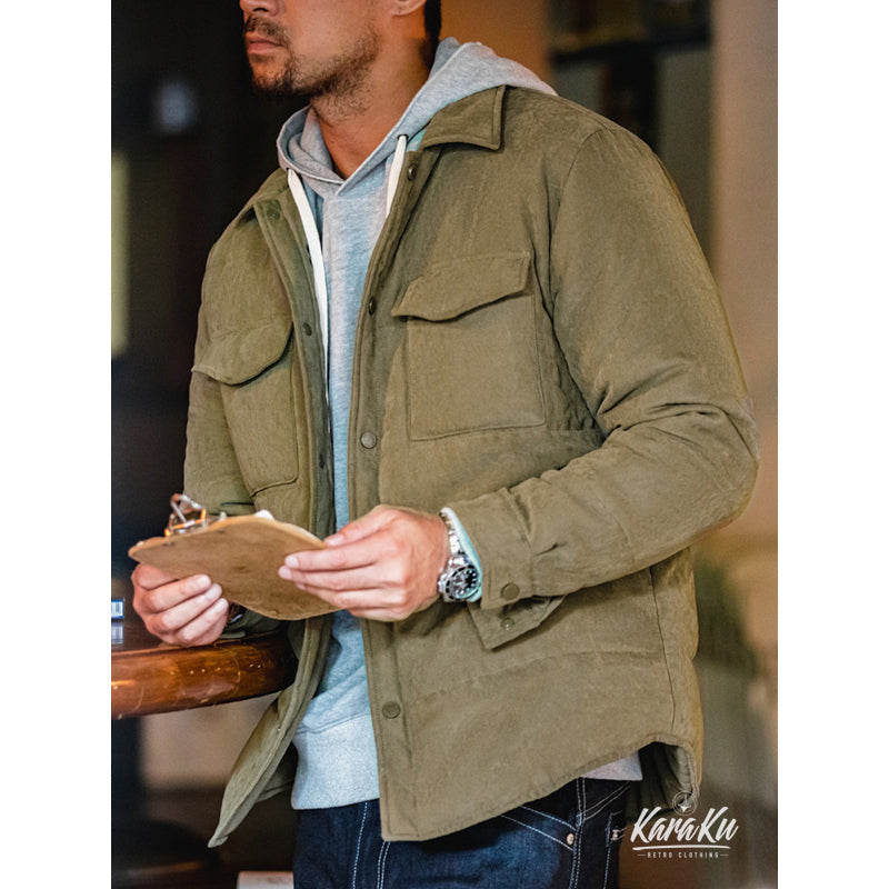 padded peach skin short coat