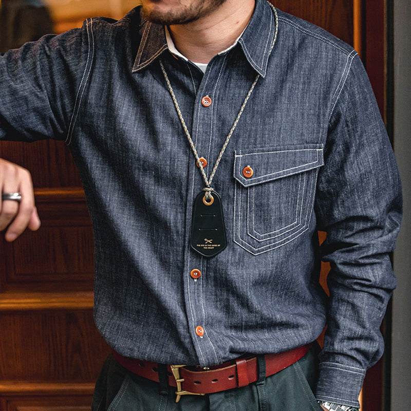 Very popular now! Navy CPO denim shirt