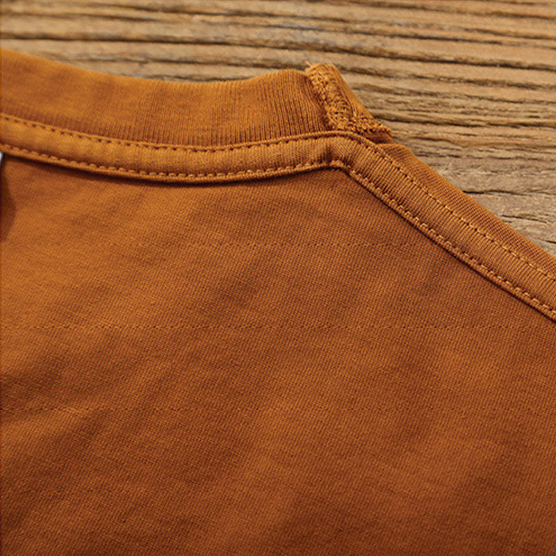 One point heavyweight plain short-sleeved T-shirt