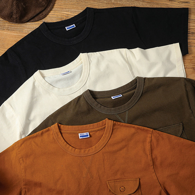 One point heavyweight plain short-sleeved T-shirt