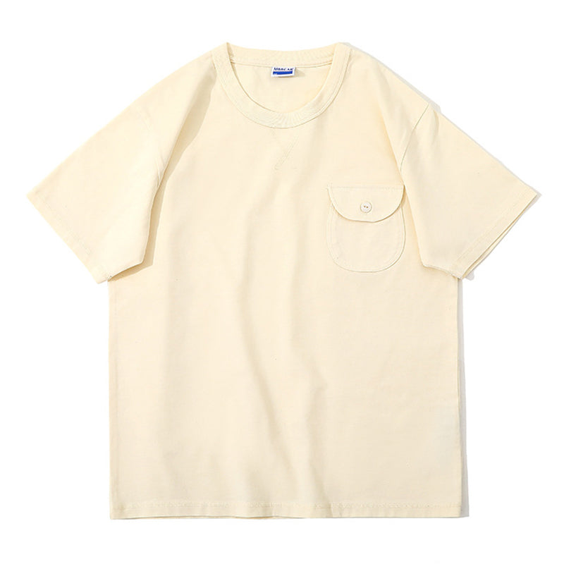 One point heavyweight plain short-sleeved T-shirt