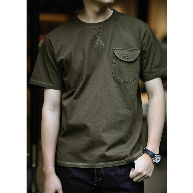 One point heavyweight plain short-sleeved T-shirt