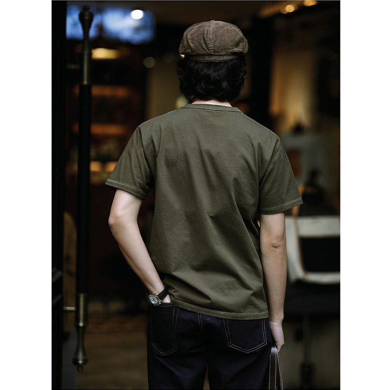 One point heavyweight plain short-sleeved T-shirt