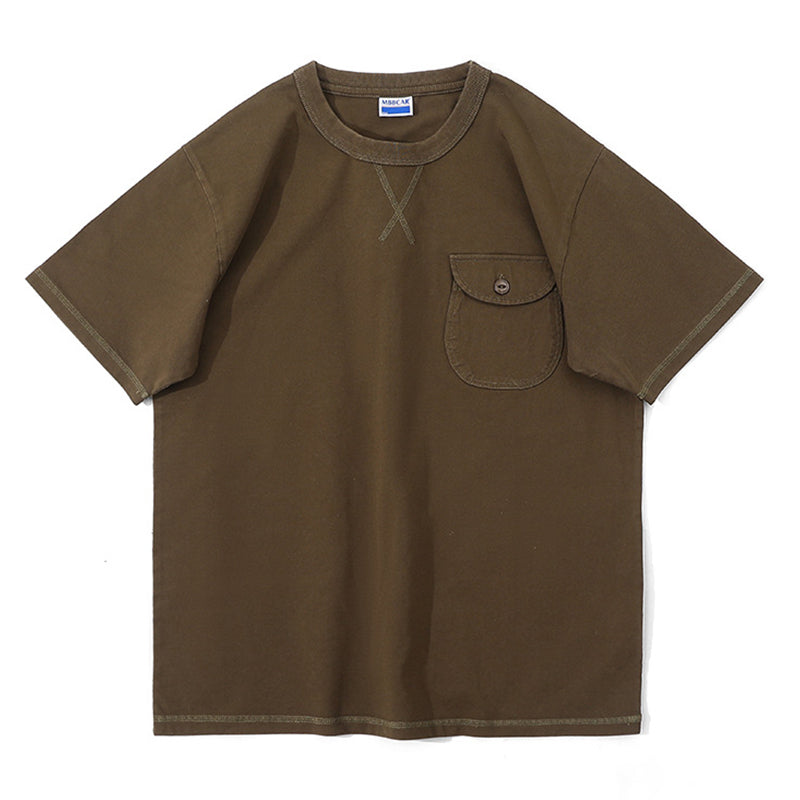 One point heavyweight plain short-sleeved T-shirt