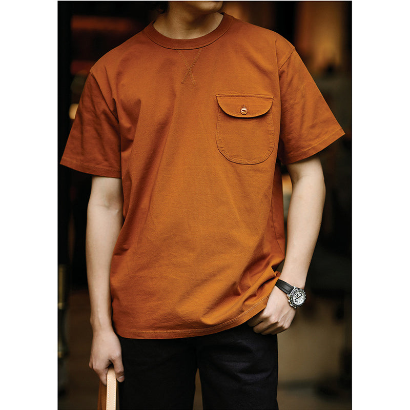 One point heavyweight plain short-sleeved T-shirt