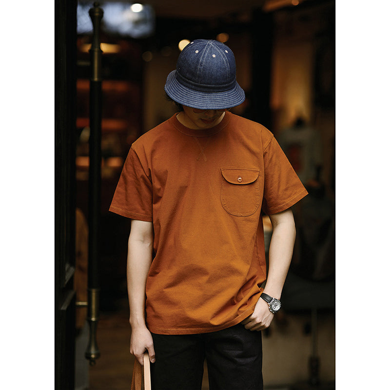 One point heavyweight plain short-sleeved T-shirt