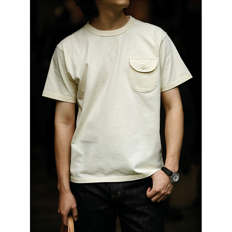 One point heavyweight plain short-sleeved T-shirt