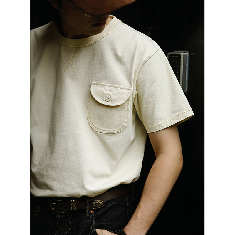 One point heavyweight plain short-sleeved T-shirt