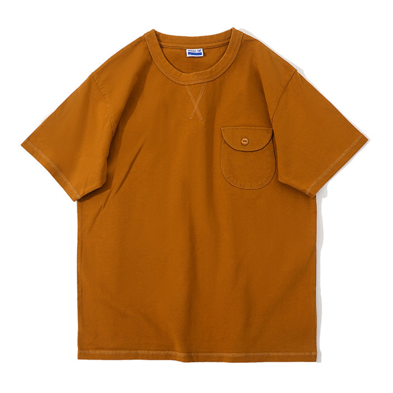 One point heavyweight plain short-sleeved T-shirt