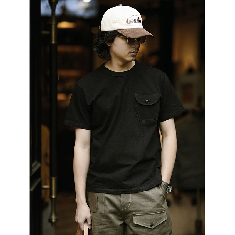 One point heavyweight plain short-sleeved T-shirt