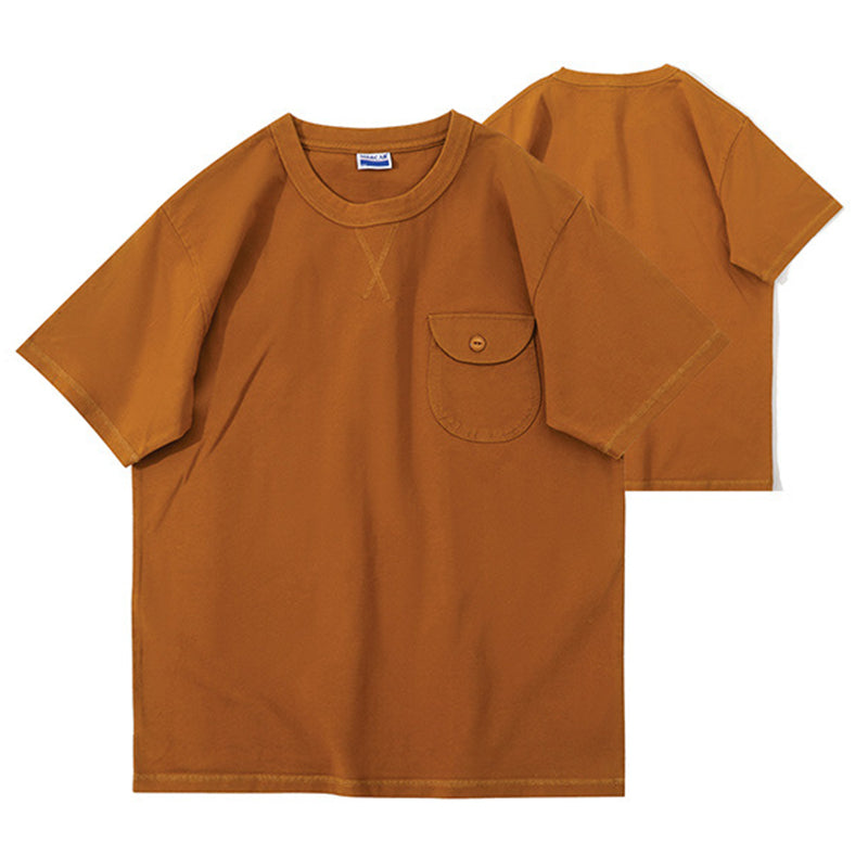 One point heavyweight plain short-sleeved T-shirt