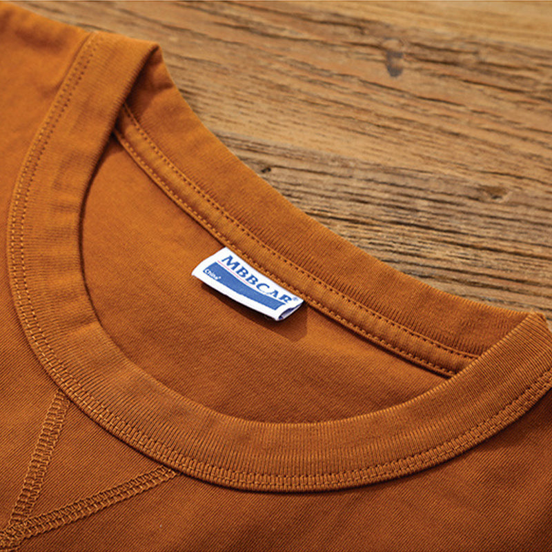 One point heavyweight plain short-sleeved T-shirt