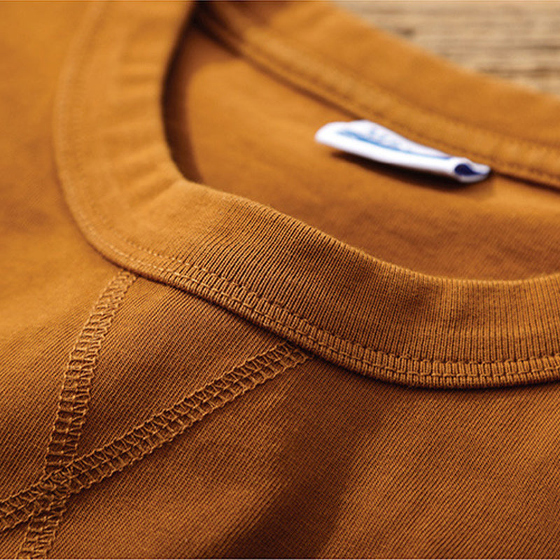 One point heavyweight plain short-sleeved T-shirt