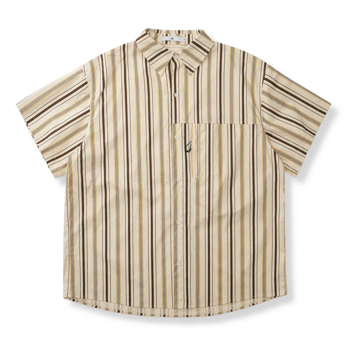 Zip pocket multi-stripe work shirt