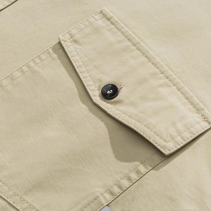 MULTI POCKET COTTON HERRINGBONE SHIRT