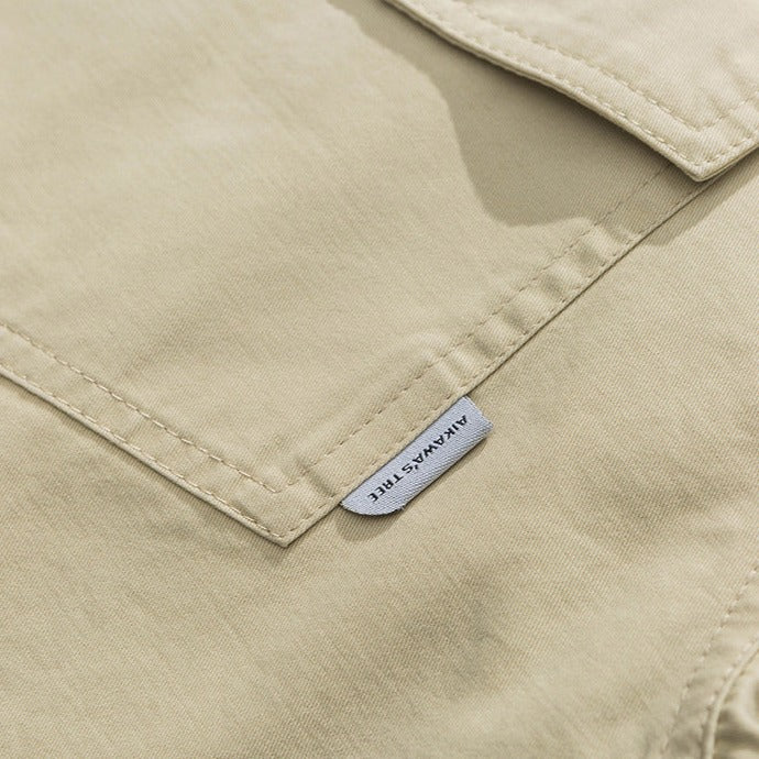 MULTI POCKET COTTON HERRINGBONE SHIRT