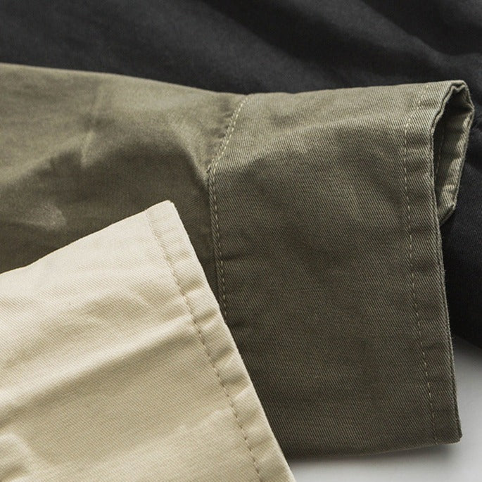 MULTI POCKET COTTON HERRINGBONE SHIRT