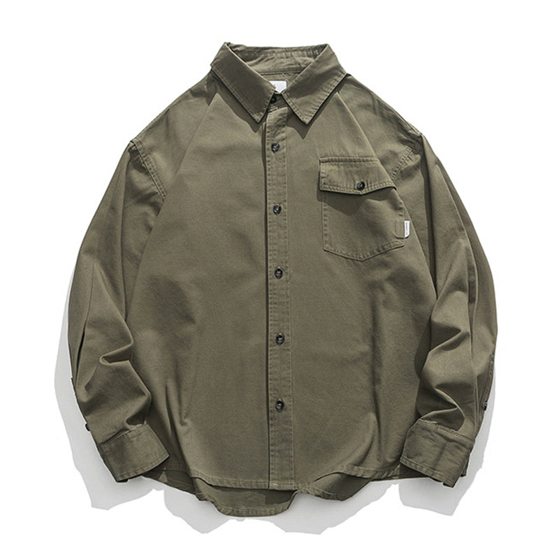 MULTI POCKET COTTON HERRINGBONE SHIRT