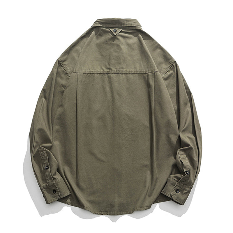 MULTI POCKET COTTON HERRINGBONE SHIRT