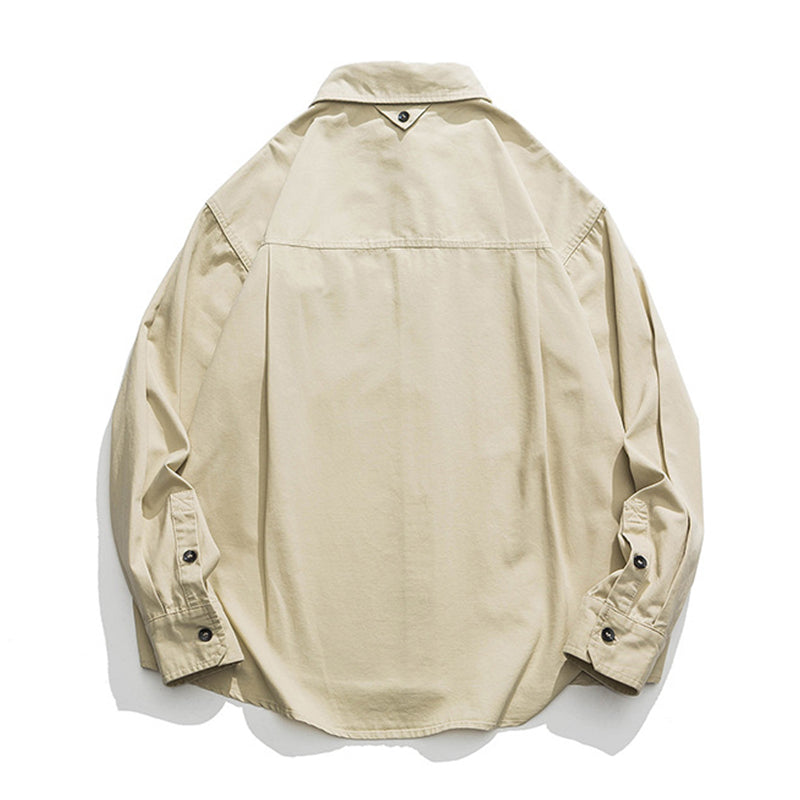 MULTI POCKET COTTON HERRINGBONE SHIRT