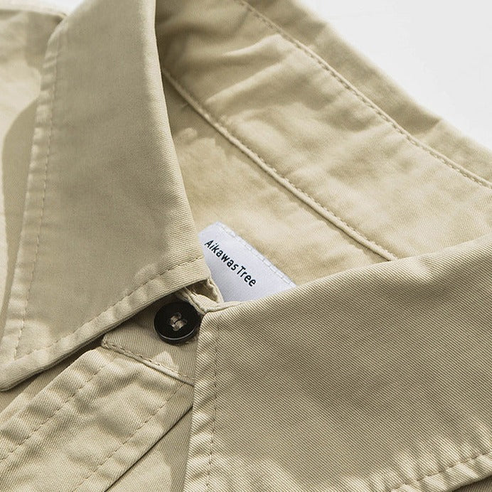 MULTI POCKET COTTON HERRINGBONE SHIRT