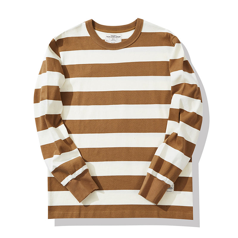 Biker Style Heavyweight Striped T-shirt Long Sleeve